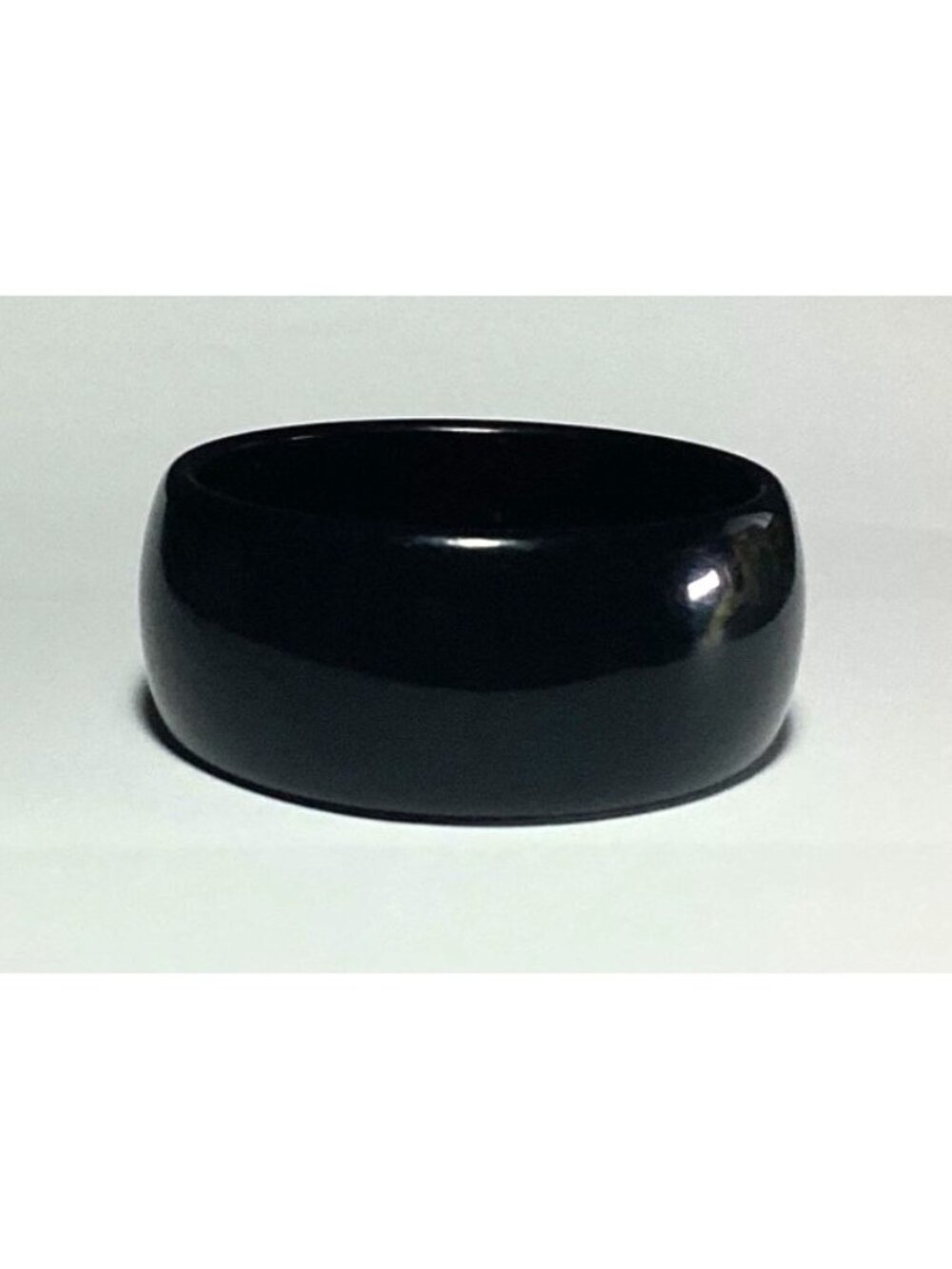 Vintage Mod Wide Black Lucite Bangle Bracelet Minimalist Stackable - Picture 5 of 8